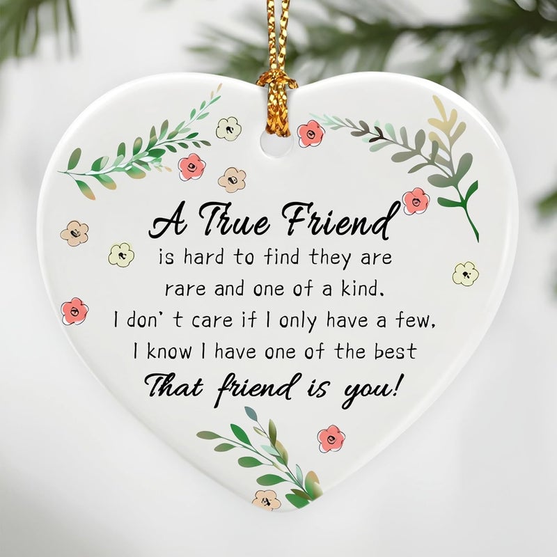 Jocidea A True Friend is Hard to Find They are Rare and One of a Kind - Birthday, Christmas Friendship Gift | Gifts for Best Friend, Bestie, Female BFF | Ceramic Keepsake, Friendship Christmas Ornament - Image 1